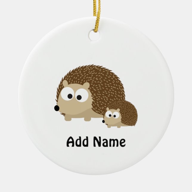 Cute Hedgehogs Ceramic Tree Decoration (Front)