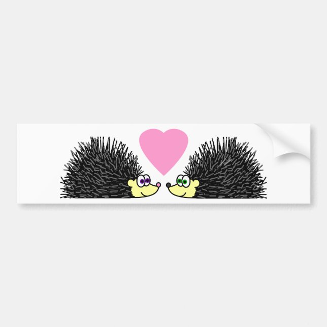 Cute Hedgehogs In Love Bumper Sticker (Front)