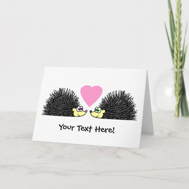 Cute Hedgehogs In Love Card (Front)