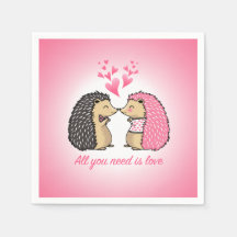 CUTE HEDGEHOGS KISSING HEARTS LOVE DECOUPAGE PAPER