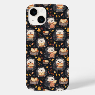 Cute Hedgehogs with Bread and Autumn Leaves Case-Mate iPhone 14 Case