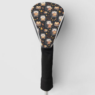 Cute Hedgehogs with Bread and Autumn Leaves Golf Head Cover