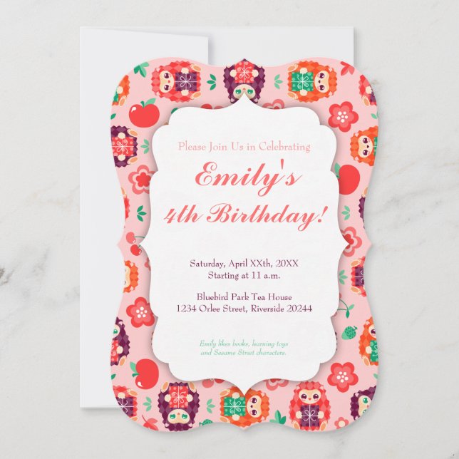Cute Hedgie with Gift - Custom Birthday Invitation (Front)