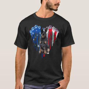 Cute Heeler Dog Usa Heart America 4th Of July T-Shirt