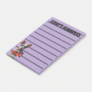 Cute Heeler Puppy With Butterfly and Flower Post-it Notes