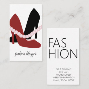 Cute Heels Pearls Woman Fashionista Blogger Business Card