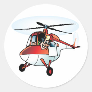 Cute Helicopter Classic Round Sticker