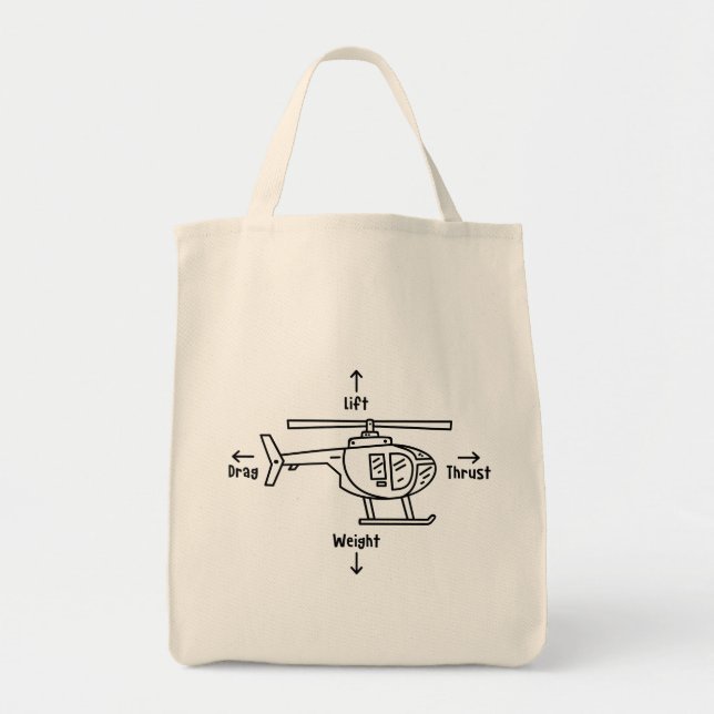 Cute Helicopter Four Forces Flight Illustration Tote Bag (Front)