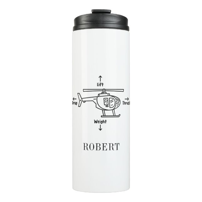 Cute Helicopter Four Forces Illustration Custom Thermal Tumbler (Front)