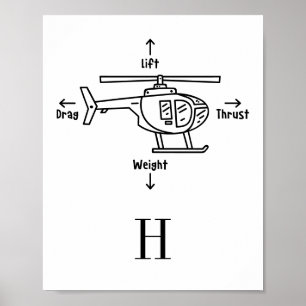 Cute Helicopter Illustration Personalised Poster