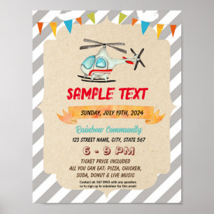 Cute Helicopter theme flyer Poster