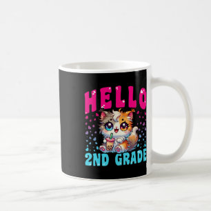 Cute Hello 2nd Grade Cat Girls For First Day Of 2n Coffee Mug