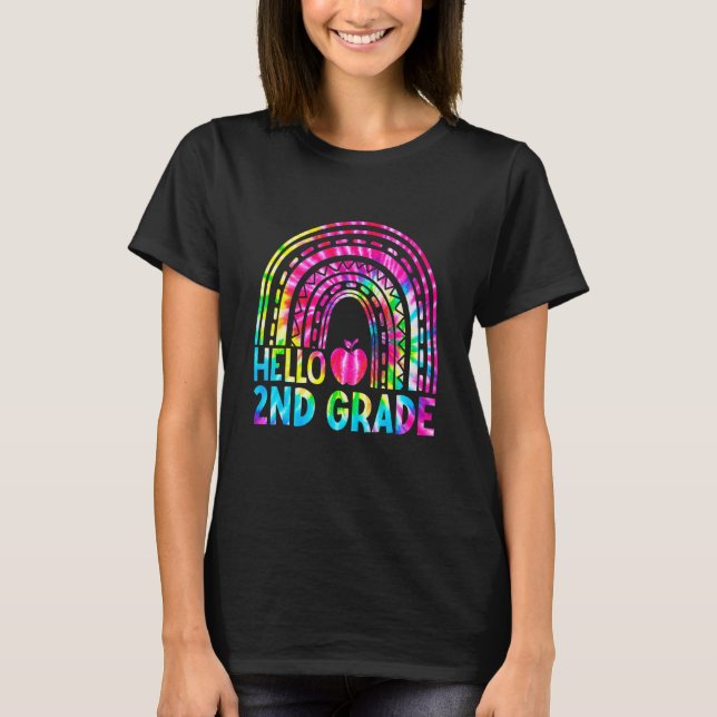 Cute Hello 2nd Grade Tie Dye Rainbow Back To Schoo T-Shirt (Front)