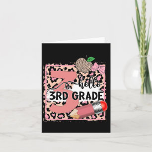 Cute Hello 3rd Grade Pink Leopard Back To School G Card