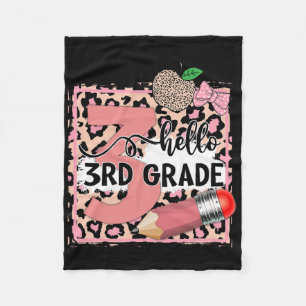 Cute Hello 3rd Grade Pink Leopard Back To School G Fleece Blanket