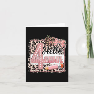 Cute Hello 4th Grade Pink Leopard Back To School G Card