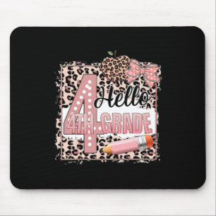 Cute Hello 4th Grade Pink Leopard Ck To School Gir Mouse Pad