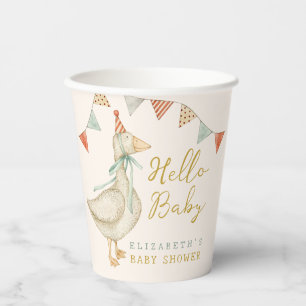Cute Hello Baby Duck Baby Shower Paper Cups