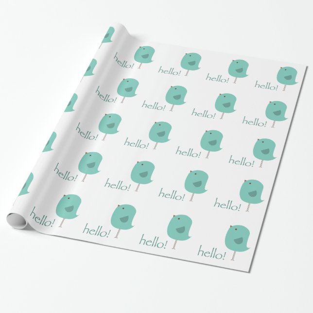 Cute Hello Bird Wrapping Paper (Unrolled)