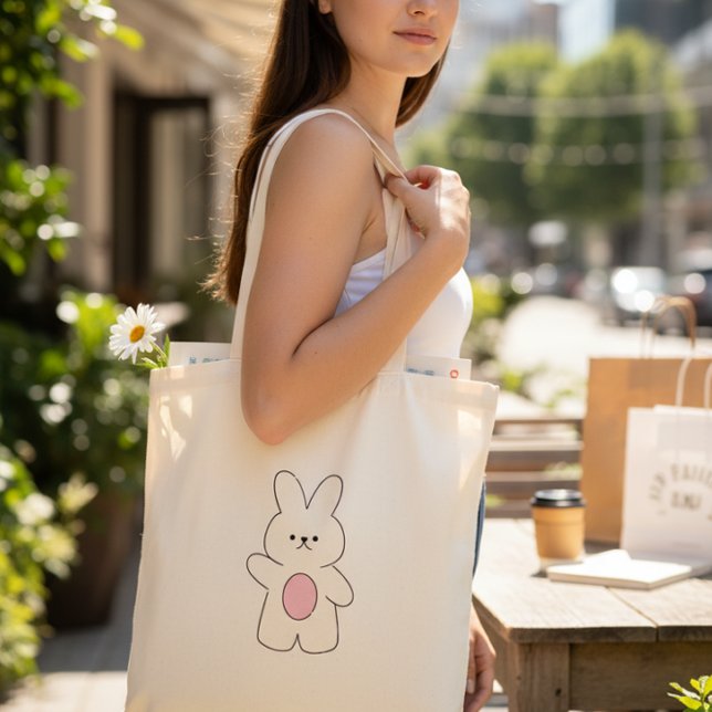 Cute Hello Bunny Minimalist Tote Bag (Creator Uploaded)