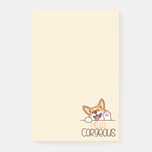 Cute Hello Corgi Dog Post-it Notes (Front)