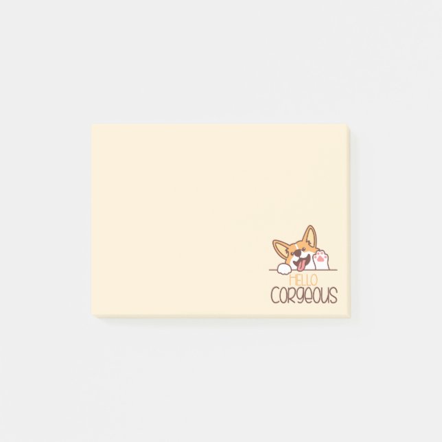 Cute Hello Corgi Dog Post-it Notes (Front)