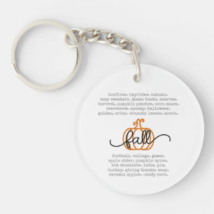 Cute Hello Fall Definition Words Pumpkin Autumn Key Ring