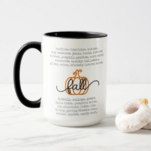 Cute Hello Fall Definition Words Pumpkin Autumn Mug