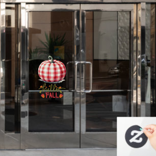 Cute hello fall plaid pumpkin