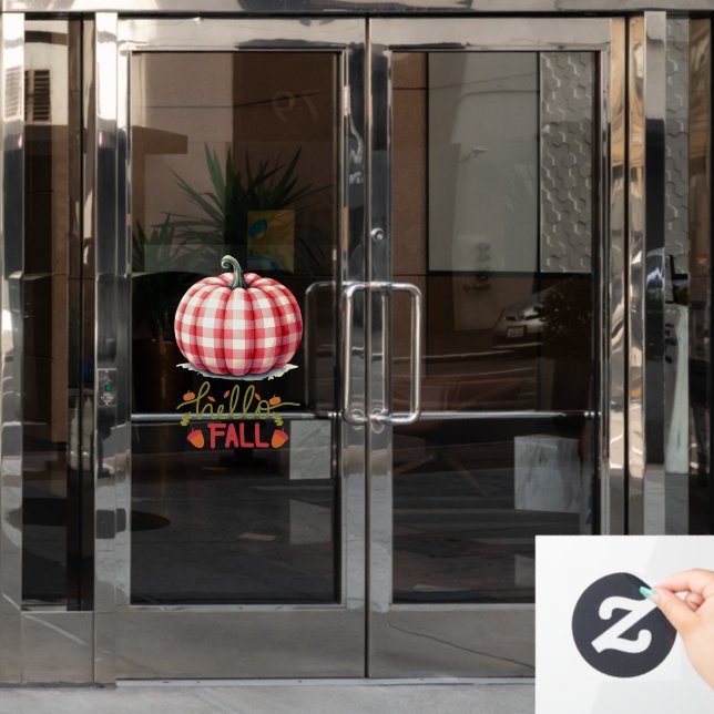 Cute hello fall plaid pumpkin (Office Door)