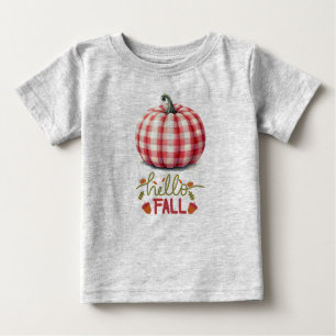 Cute hello fall plaid pumpkin baby T-Shirt