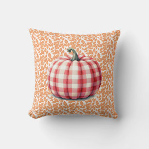 Cute hello fall plaid pumpkin cushion