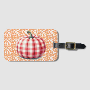 Cute hello fall plaid pumpkin luggage tag