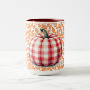 Cute hello fall plaid pumpkin mug