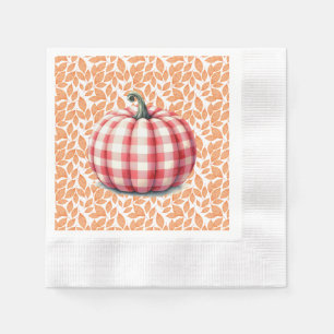 Cute hello fall plaid pumpkin napkin