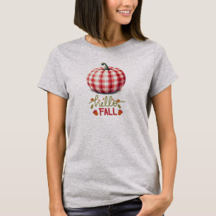 Cute hello fall plaid pumpkin T-Shirt