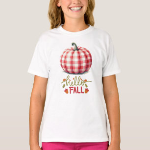 Cute hello fall plaid pumpkin T-Shirt