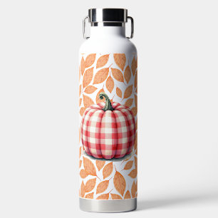 Cute hello fall plaid pumpkin water bottle