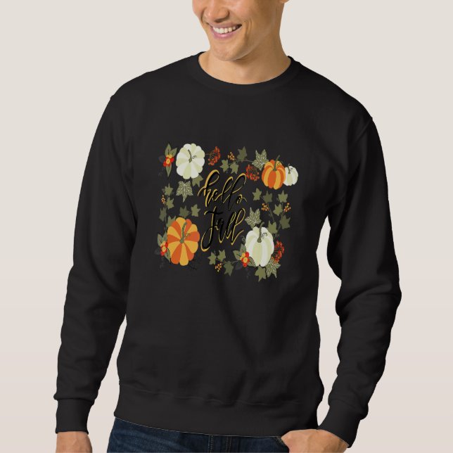 Cute Hello Fall Season Thanksgiving And Fall Colou Sweatshirt (Front)