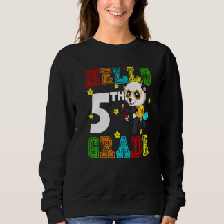 Cute Hello Fifth Grade Teacher Student Panda Back Sweatshirt