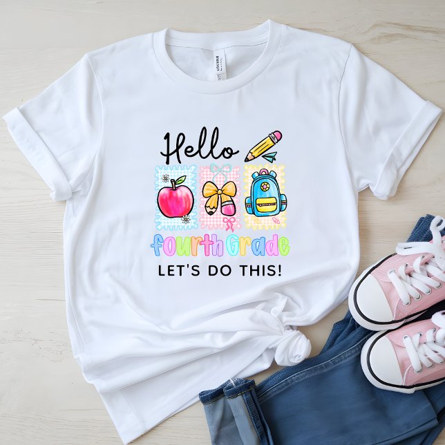 Cute Hello Fourth Grade Preppy T-Shirt (Creator Uploaded)