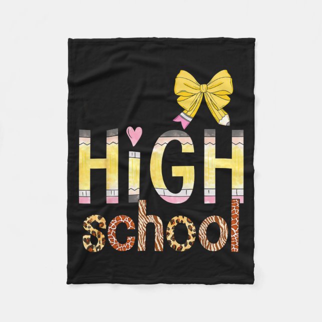 Cute Hello High School Animal Print Teacher Back T Fleece Blanket (Front)
