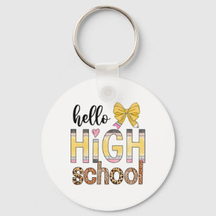 Cute Hello High School Animal Print Teacher Back T Key Ring