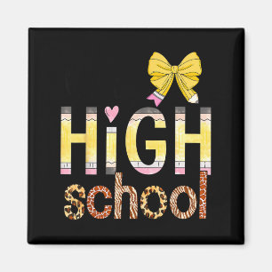 Cute Hello High School Animal Print Teacher Back T Magnet