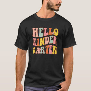 Cute Hello Kindergarten Groovy First Day Of School T-Shirt