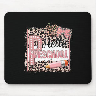 Cute Hello Preschool Pre-k Pink Leopard Back To Sc Mouse Pad