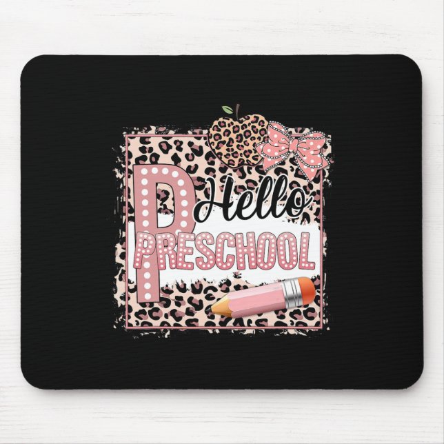 Cute Hello Preschool Pre-k Pink Leopard Back To Sc Mouse Pad (Front)