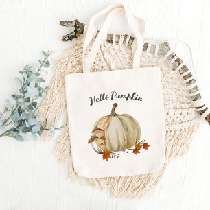 Cute Hello Pumpkin Mushroom Cosy Fall Tote Bag
