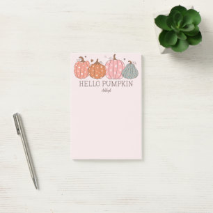Cute Hello Pumpkin Personalised Post-it Notes