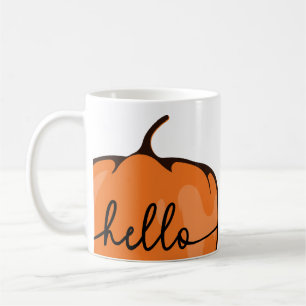Cute Hello Pumpkin Script Fall Autumn Large Coffee Mug
